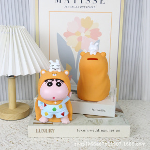 in stock Crayon Small New Large Cartoon Pajamas Cloak Small New Fun Piggy Bank Children's Storage Desktop Ornaments