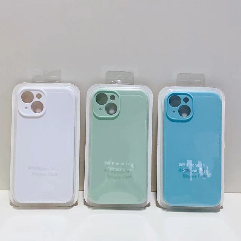 For Apple iphone14 Fine Hole Lens Full Coverage Apple 13 Liquid Silicone 12 Phone Case Solid Color Protective Cover