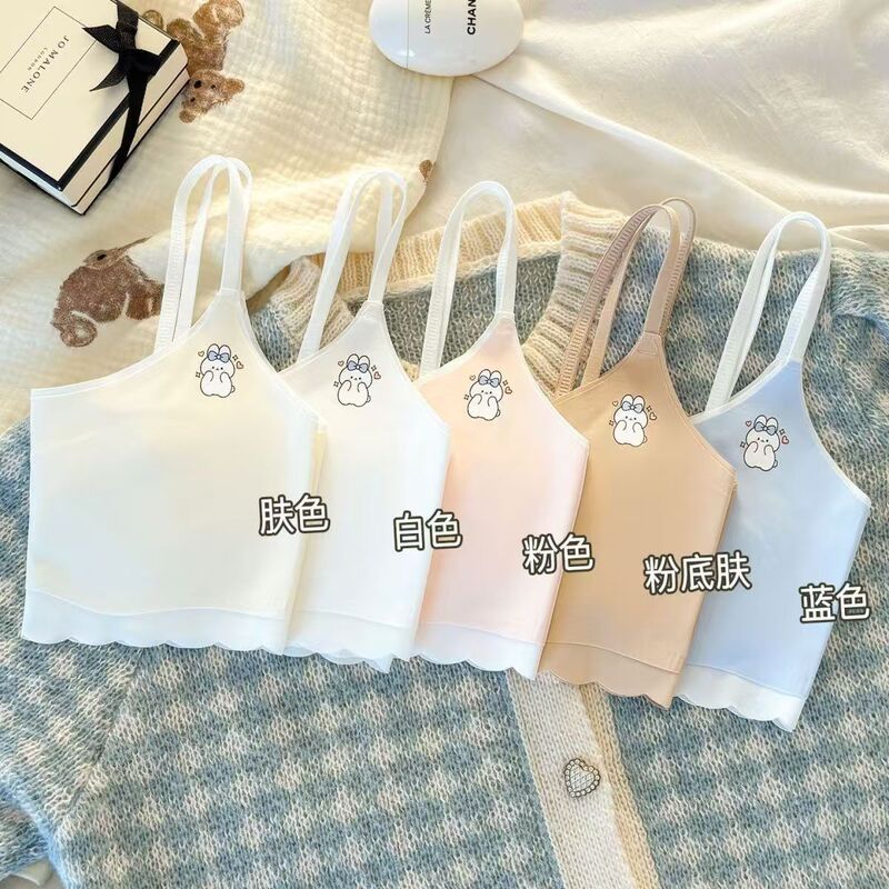 First-stage girls' underwear, seamless vest for development period, suitable for 9-year-old children, elementary school students, 12-year-old girls, and young women, thin bra