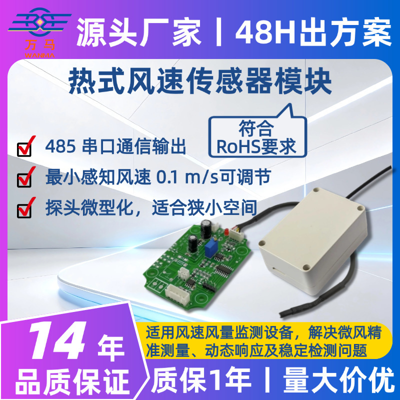 Thermal Pipe Wind Speed Meter Sensor Hvac Building Duct Air Volume Measurement 485 Signal Output Split-Type