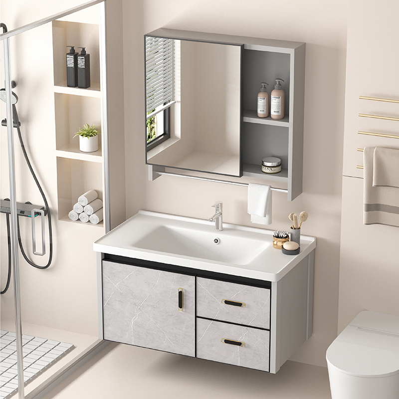 Space Moisture-Proof and Waterproof Bathroom Cabinet Combination Bathroom Washbasin Bathroom Washbasin Ceramic Integrated Basin Washstand Space Moisture-Proof and Waterproof Bathroom Cabinet Combination Bathroom Washbasin Bathroom Washbasin Ceramic Integrated Basin Washstand