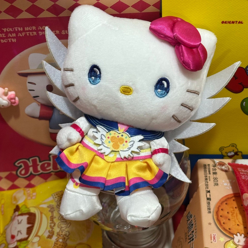 黑色草帽kitty帽宝宝挂件爱心扣公仔玩偶可爱赫本风挂饰钥匙扣|undefined