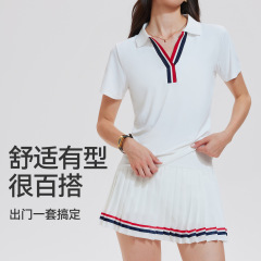 跨境网球服运动套装女修身短袖Polo衫羽毛球训练健身衣速干短裤裙