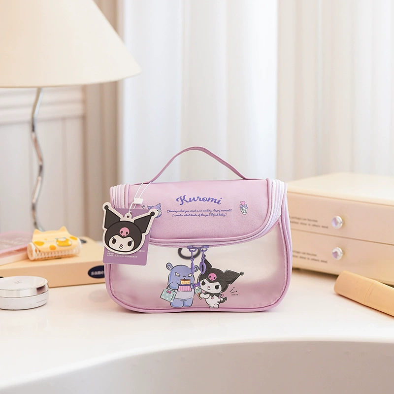 Hello Kitty, высококачественная вместительная косметичка из мультяшного полиуретана, сумка-органайзер для переноски