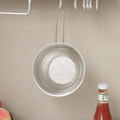 Export to Japan 304 stainless steel long-handled punched mesh rice strainer with thickening, multi-specification punched mesh strainer