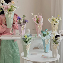 花盒抱抱桶花盒单支玫瑰花束包装盒资材diy插花袋鲜花手提袋批发