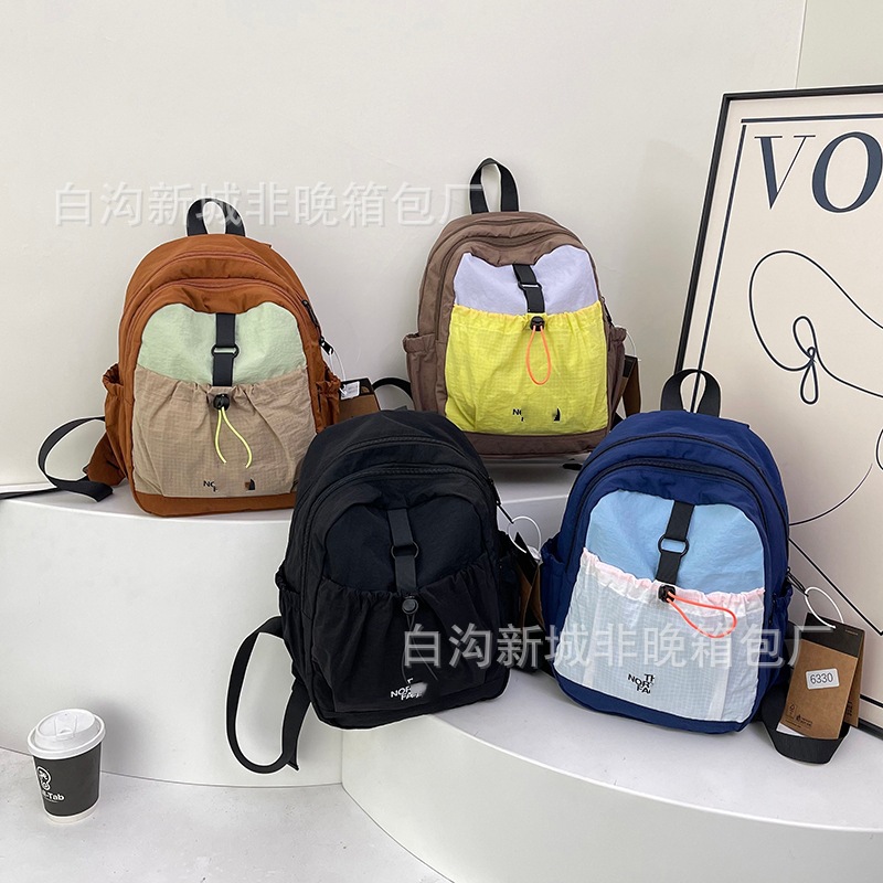Cross-Border Street Fashion Casual Backpack with Personalized Color-Blocking on the Back, Lightweight Sports Backpack for Students