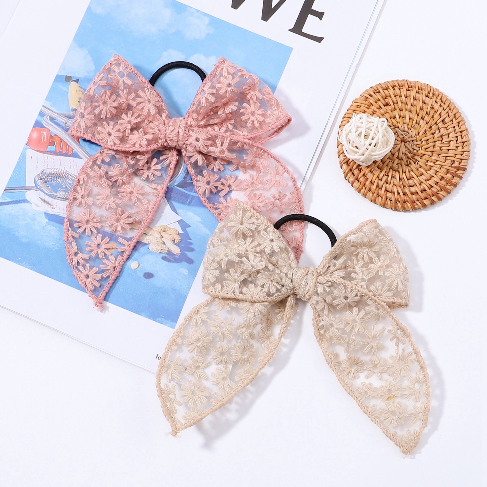 Sweet Bow Knot Cloth Flowers Hair Tie display picture 4