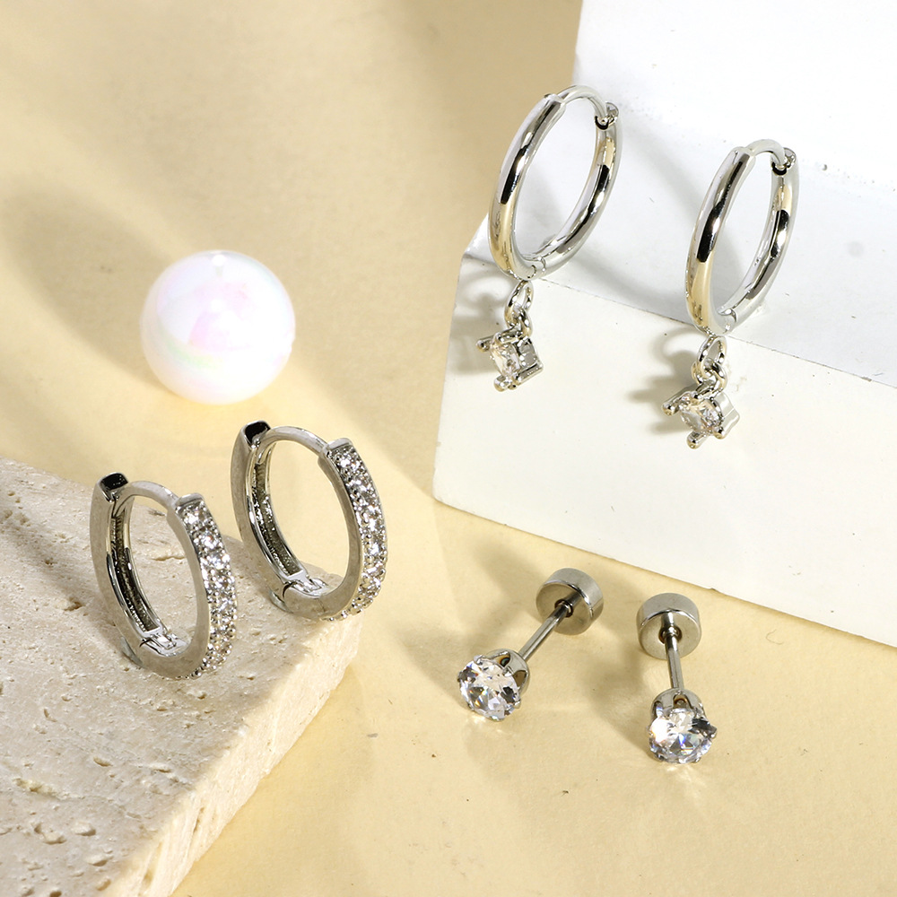 European American Stainless Steel Ear Bone Nails Niche Simple Titanium Steel Screw Cochlear Nails Women Earrings detail image 7