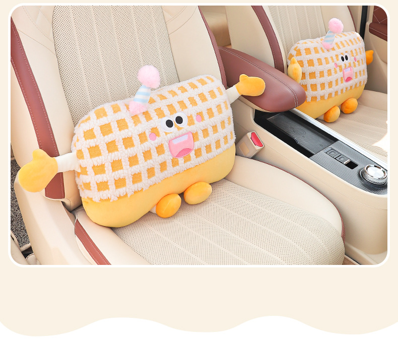 Cartoon car lumbar support, creative and cute car lumbar cushion for girls, car pillow and lumbar support, car interior accessories for women