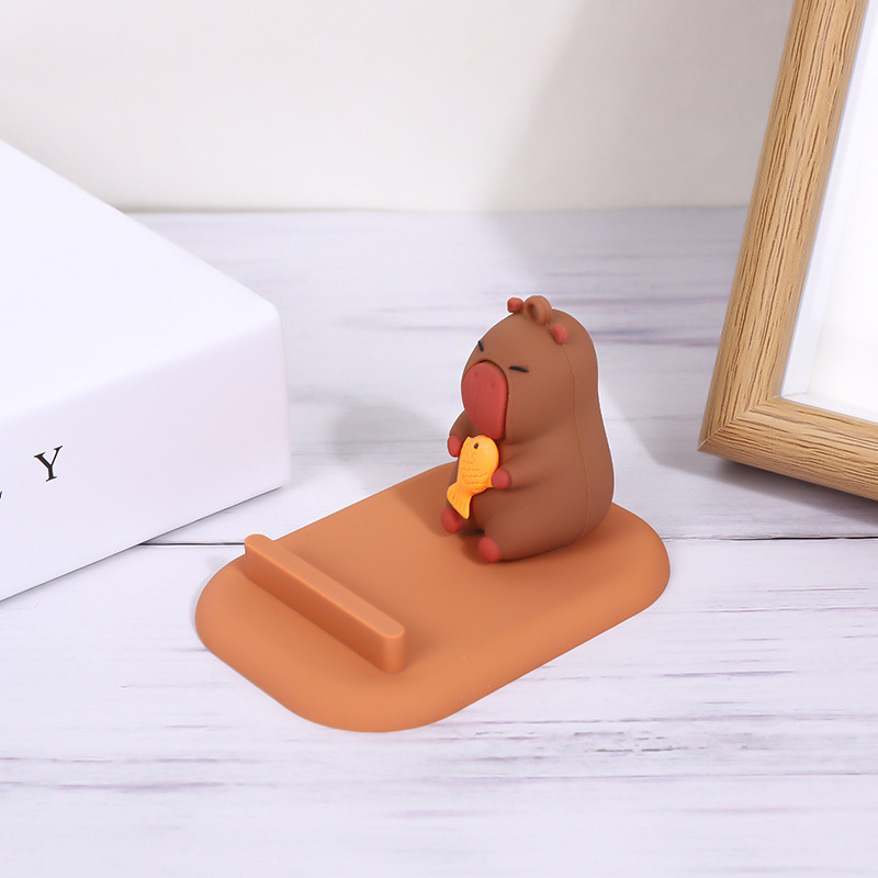 かわいいフグのカピバラの立体の子供の怠け者のスタンドのデスクトップの携帯電話のスタンドのアイデアの小さい贈り物の置物|undefined