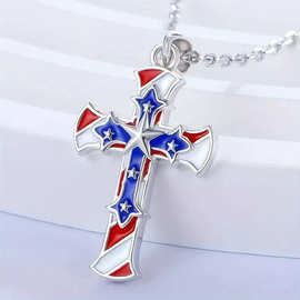 2025美国条棋十字架项链 韩版男士圣经吊坠潮男配饰批发