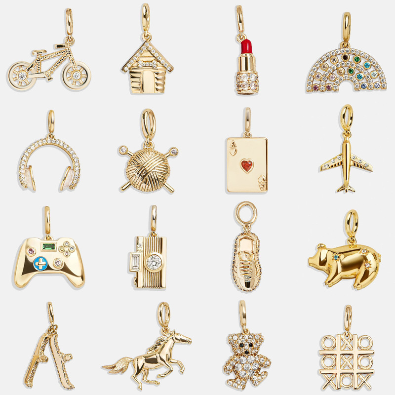 Life Series Bag Pendant Brooch Accessories Stainless Steel European and American Gold Color-Preserving Vacuum Plating DIY Keychain 18K