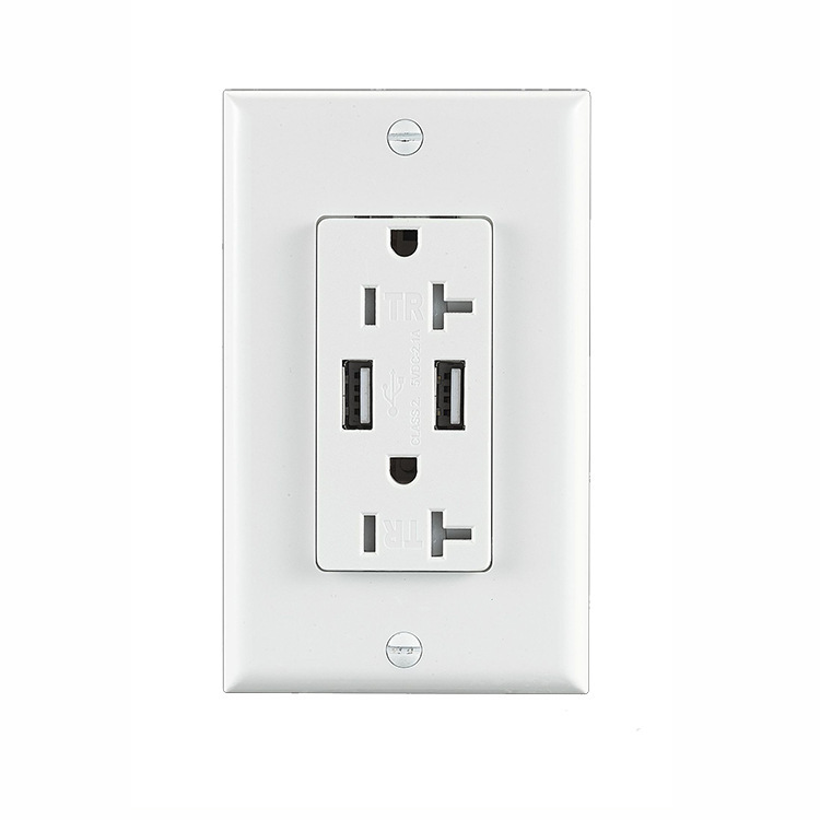 厂家直销 美标USB快充插座4.2A输出 美式usb墙壁插座