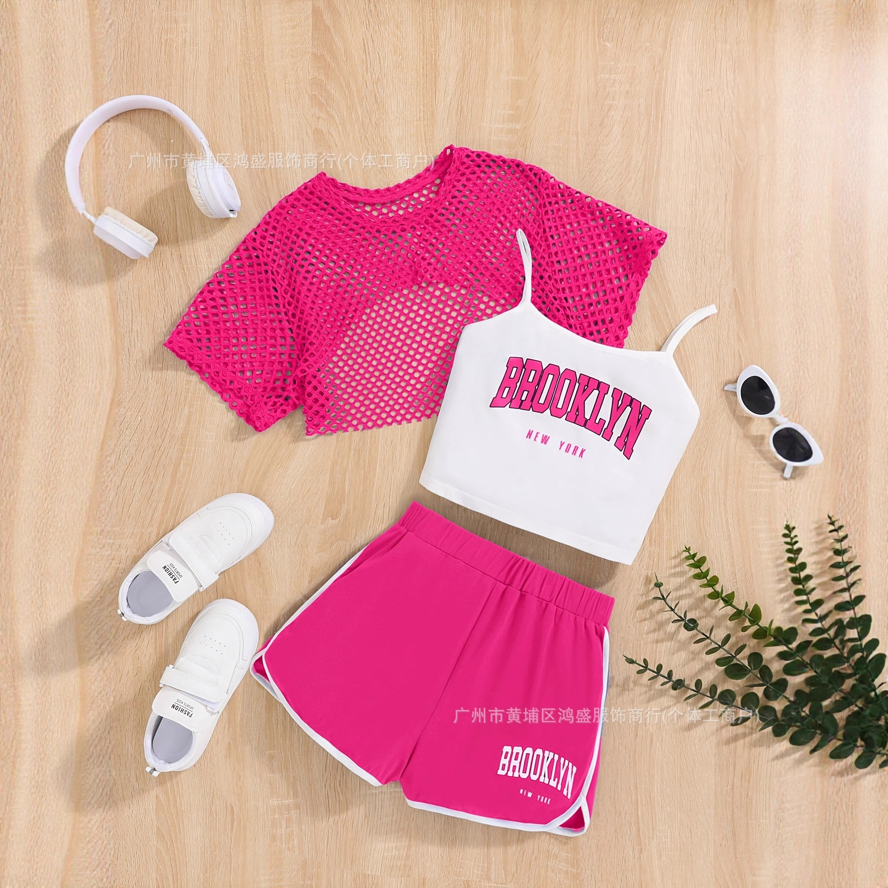 2025 Girls Printed Top Set With Shorts Summer Casual Cotton