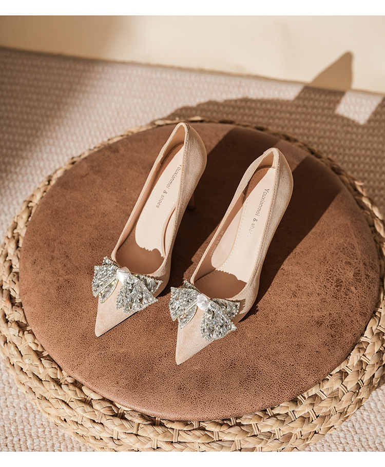 9888H-101 Wildleder-Schleifen-Strass-Schuhe – Hochzeitsschuhe, Alltagsschuhe, professionelle, vielseitige Schuhe für Arbeit, Bankett und festliche Anlässe_voghion.com