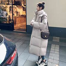 冬季大码女装纯色棉服新款中长款过膝棉袄韩版宽松加厚面包服棉衣