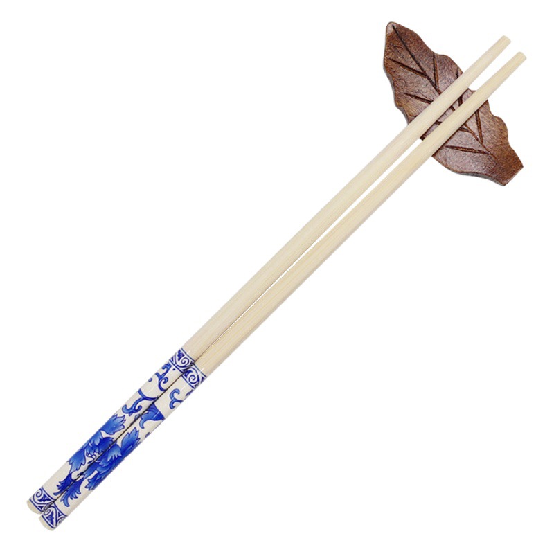 Disposable Convenient Take-Out Chopsticks in a Pack for Wholesalers, Catering, Individually Packaged, Hygienic Carbonized Chopsticks, Blue and White Bamboo Chopsticks