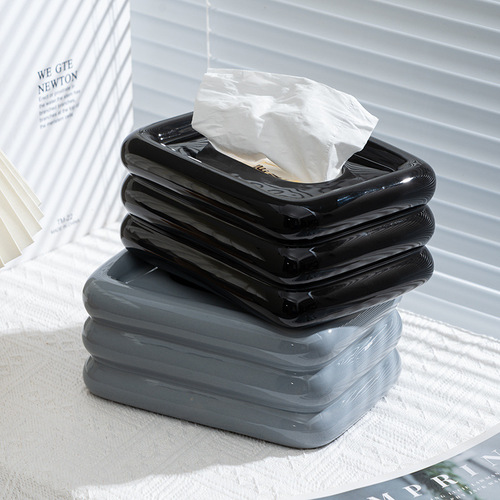 Creative Purple Ceramic Luxury Paper Towel Box for Home Living Room Desk High-End Decorative Paper Towel Holder Ornament Wholesale