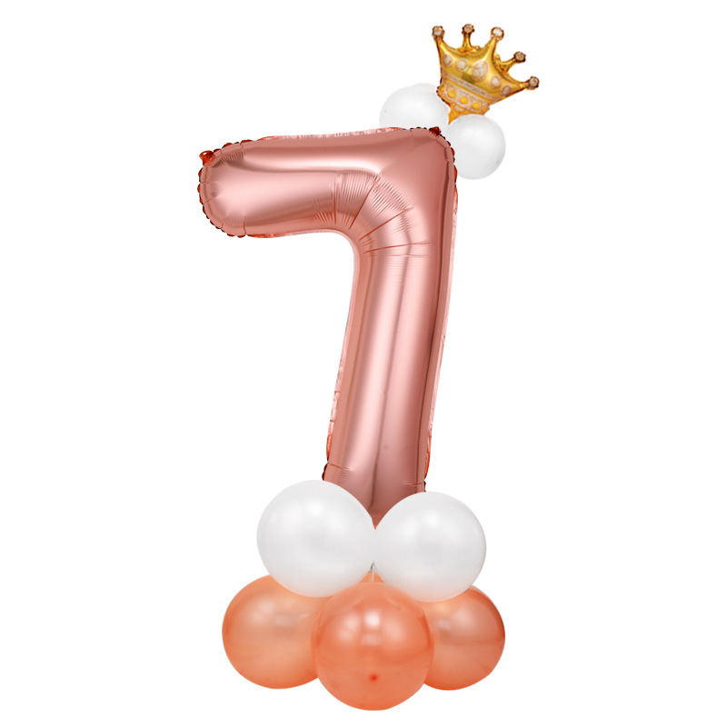 0-9 cumpleaños digital globo columna bebé un mes de edad diseño carretera globo fiesta decoración corona película de aluminio
