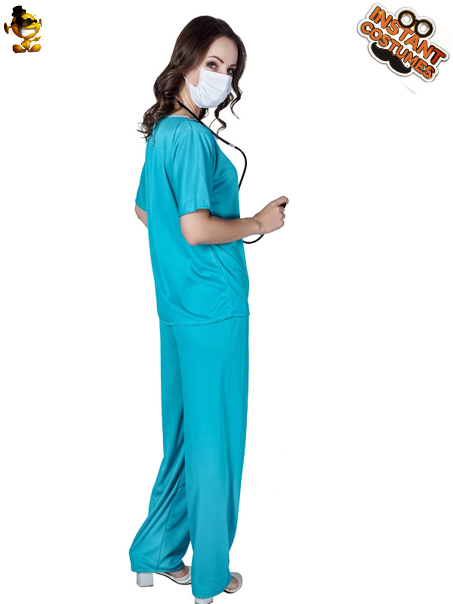 Azul médico enfermera traje de la mascarada ropa de fiesta de Halloween Cosplay traje etapa uniforme pastel