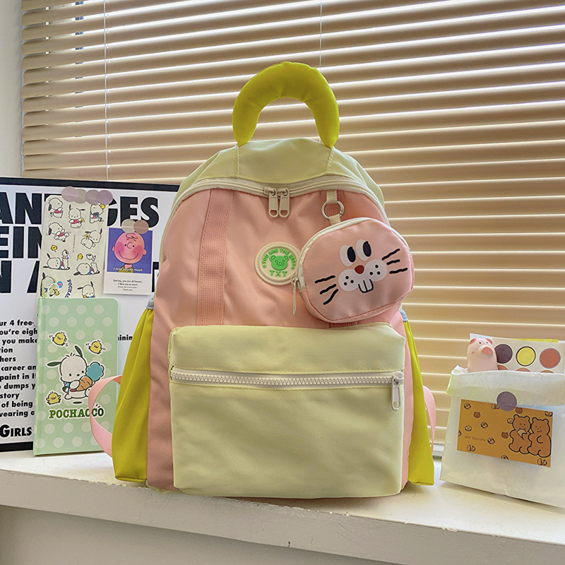 Mochila de jardín de infantes coreana, mochila pequeña para niños y niñas, 3-6 años, 9 mochilas para bebés, mochila de color de contraste de dopamina