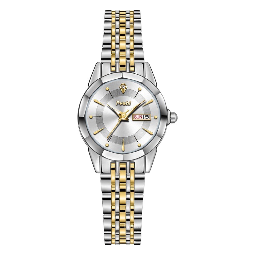 Poshi marca nuevo reloj de mujer impermeable luminoso doble calendario reloj de lujo tendencia reloj de pulsera de mujer