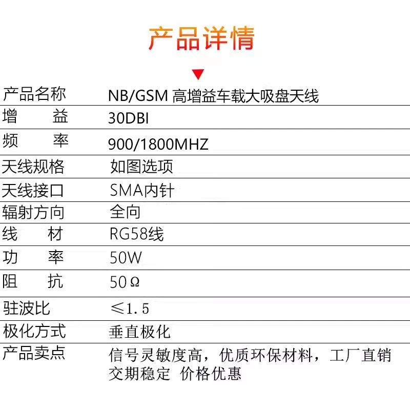Антенна для автомобиля GSM/3G 900-1800М, всасывающая насадка антенна высокой мощности, всепогодная базовая станция высокого усиления