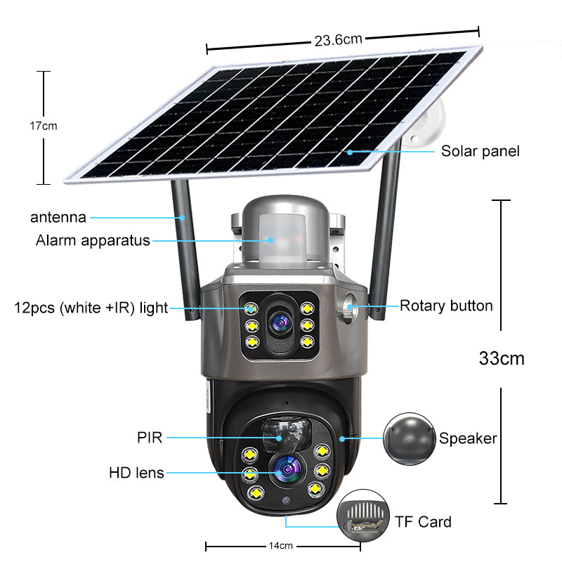 Solar Low Power Consumption Surveillance Camera Outdoor Night Vision Wireless Wifi Remote Home Smart Surveillance Camera