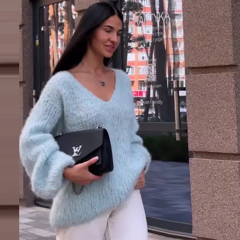 2024 otoño nuevo estilo europeo y americano Amazon transfronterizo ropa de mujer de color sólido u collar caballo de caballo de mar suave glutinoso jersey de punto universal