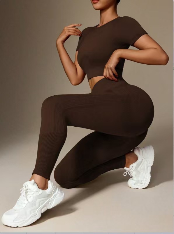 Casual Sport Style Solid Color Chemical Fiber Blending Round Neck Tracksuit Vest leggings Capri-Leggings display picture 8