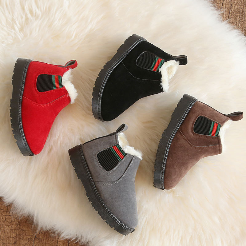 New Kidsren's Snow Boots, Girls' Shoes, Winter Waterproof, Non-Slip, Velvet Baby Cotton Shoes, Kidsren's Shoes, Warm Shoes
