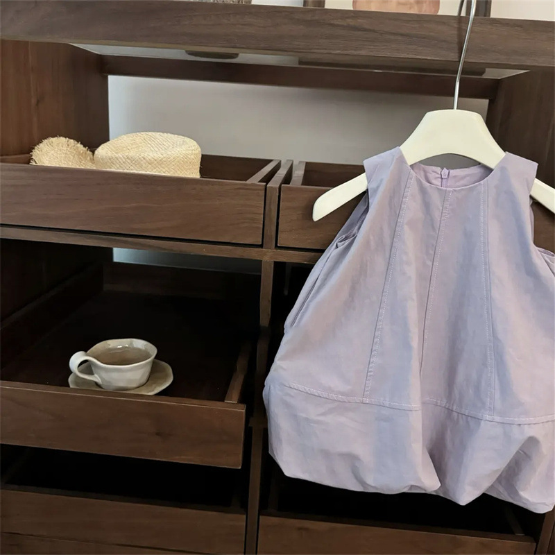 Zheng Qiqi niñas sin mangas brotes de flores chaleco 25 verano nuevo vestido de diseño de ropa infantil para niñas vestidos de moda