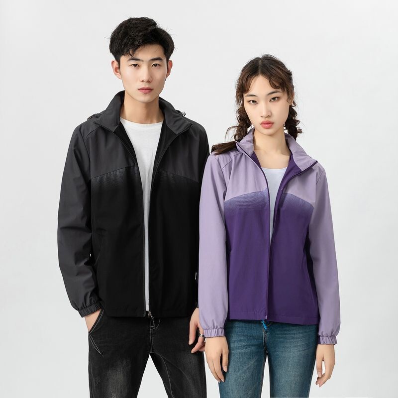 Outdoor Hooded Jacket for Men and Women Spring and Autumn Thin Mountaineering Trendy Coat for Couples Single Layer Soft Shell Jacket Coat
