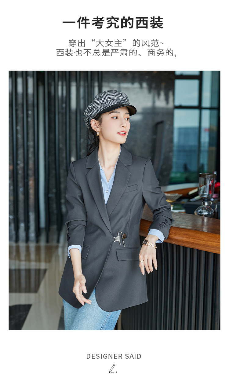 长袖休闲小西装外套女士2022秋季新款韩版炸街设计感小众西服上衣详情2