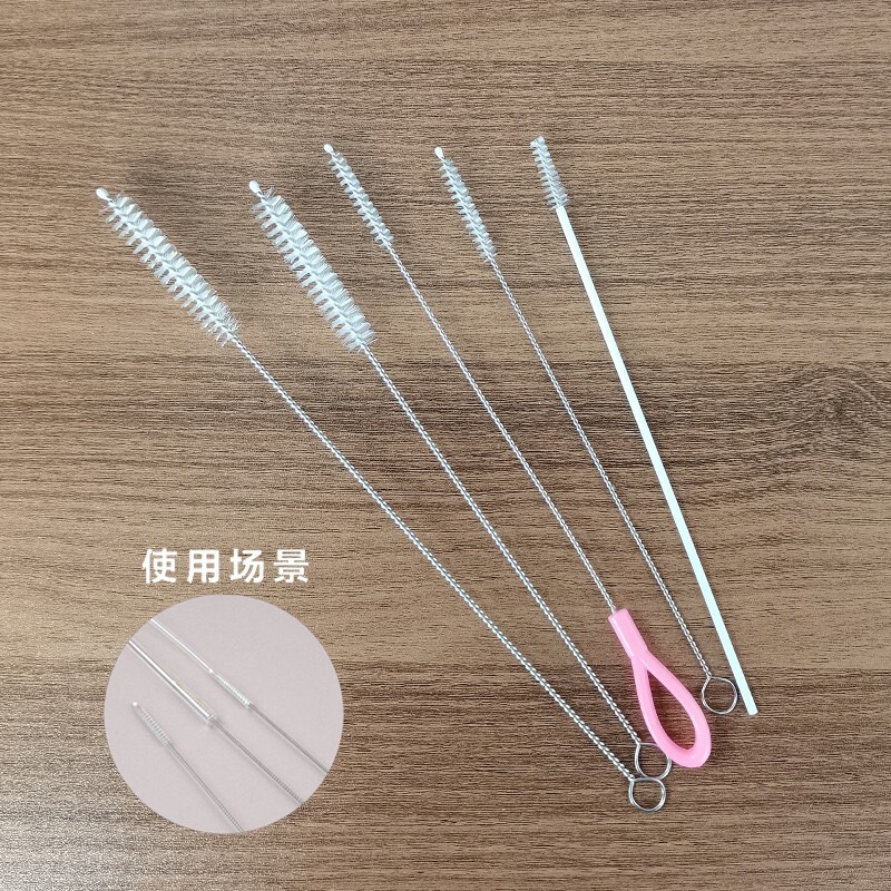 Stainless Steel Straw Cleaning Brush Baby Bottle Nipple Test Tube Cup Cleaning Tool Spiral Head Brush Water Cup Steel Wire
