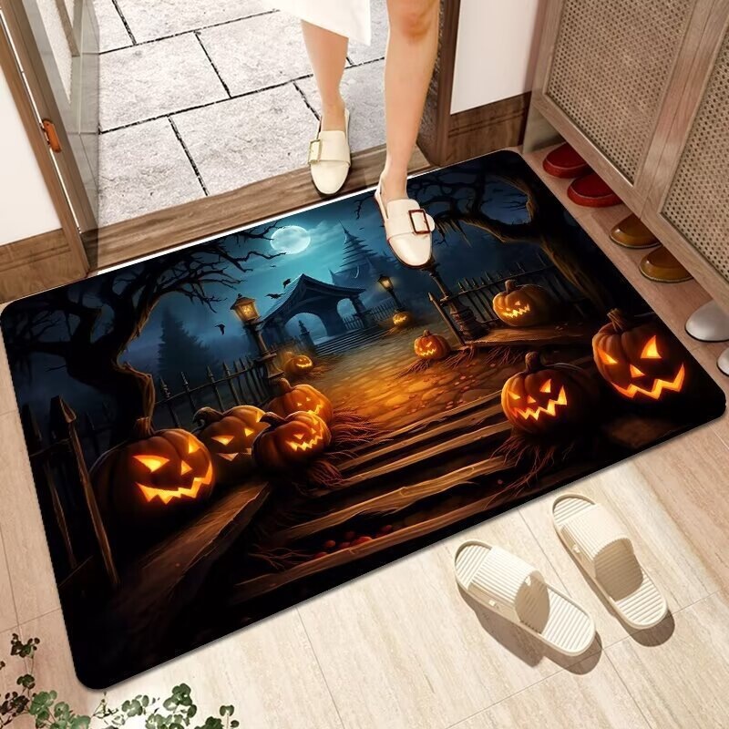 Cross-Border Halloween Pumpkin Castle Floor Mats, Entrance Door Mats, Quirky Atmosphere Decorative Mats, Wear-Resistant Non-Slip Foot Mats Wholesale Cross-Border Halloween Pumpkin Castle Floor Mats, Entrance Door Mats, Quirky Atmosphere Decorative Mats, Wear-Resistant Non-Slip Foot Mats Wholesale