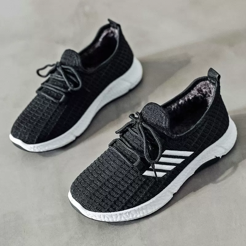 棉鞋女秋季冬加绒保暖中老年人健步鞋运动女鞋妈妈鞋徒步前系带