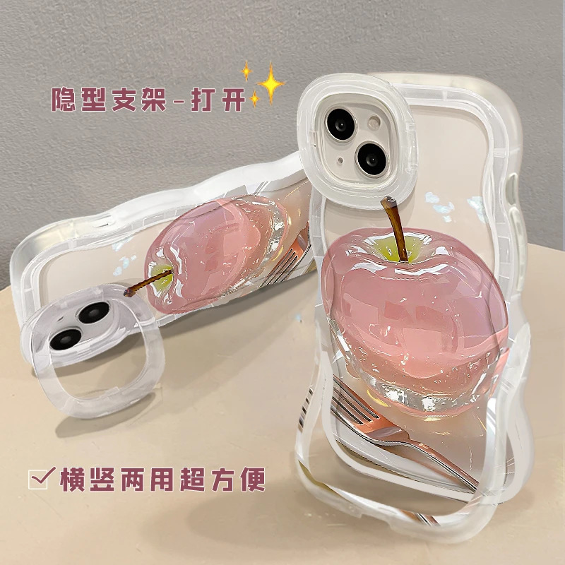 新しいクリスタルアップル Apple 16promax ベンチスタンド携帯電話ケース iphone15 ブレスレット保護カバーに適しています|undefined