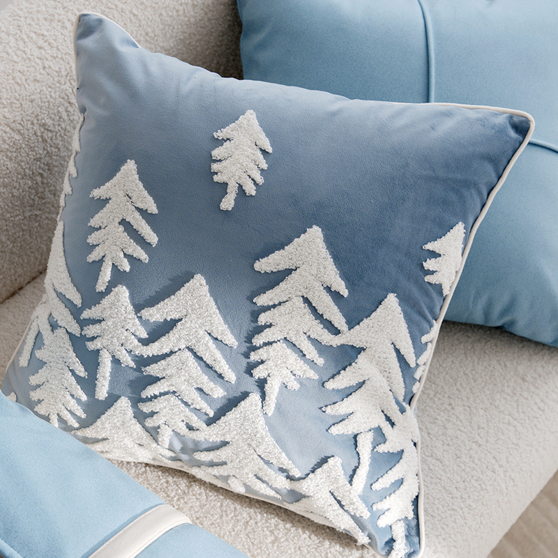 Medieval simple dibujos animados para niños almohada azul crema almohada sofá ventana flotante almohada funda cama almohada núcleo