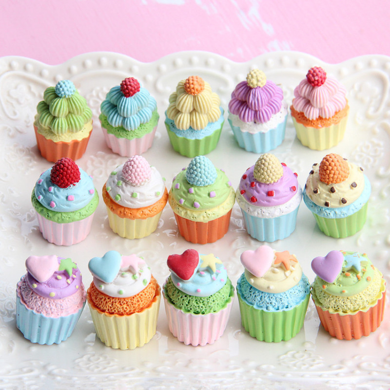 New Large Food Play Resin Cupcake Refrigerator Sticker Keychain DIY Accessories Mini Kitchen Ornaments