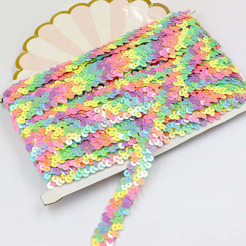 Hand-sewn accessories 2 rows of stretch sequin lace Latin dance skirt stage costume 20 colors