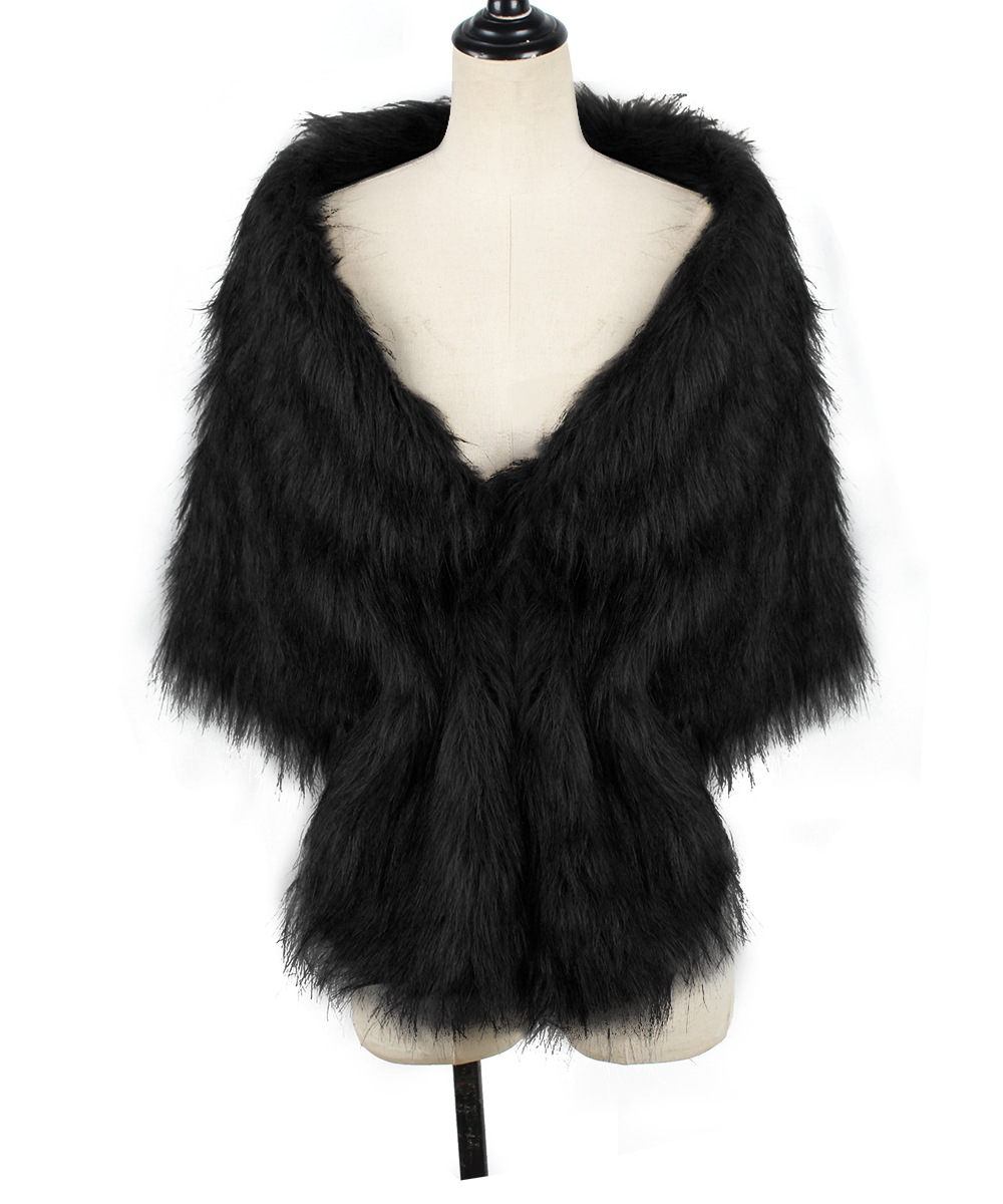 Women's Simple Style Solid Color Imitation Fur Spandex Acrylic Contrast Binding Shawl display picture 35