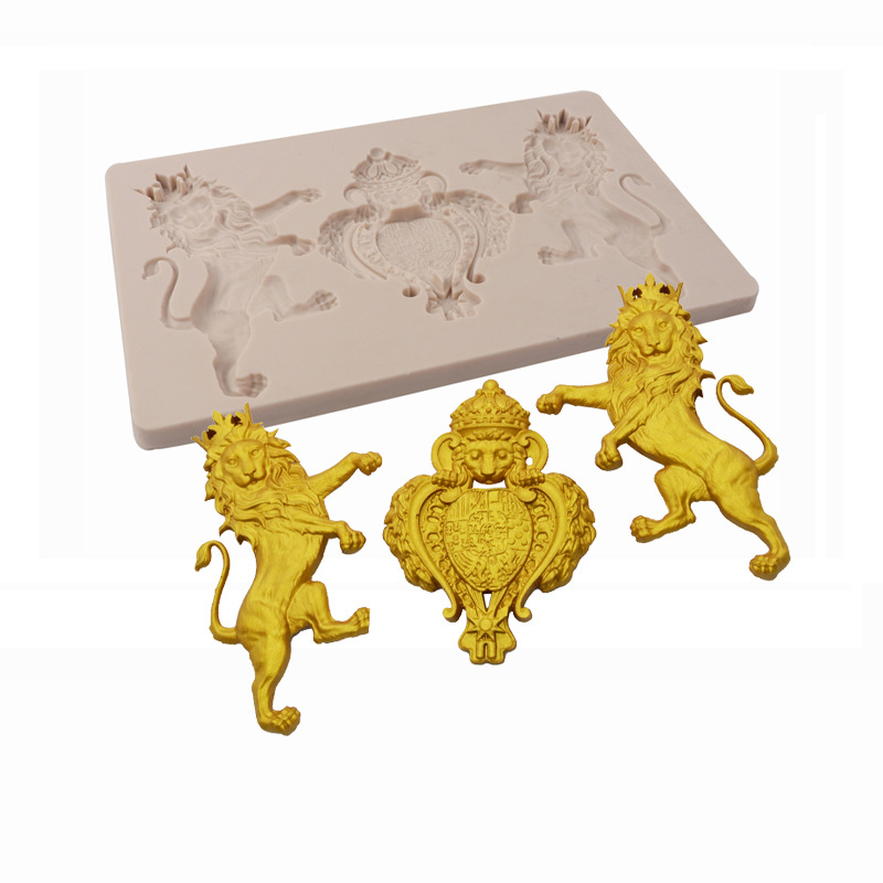 Fondant molde León cobre estatua pastel molde de silicona alivio decoración ritmo seco chocolate herramienta epoxi