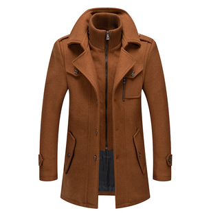 Autumn and winter men's business woolen coat fashion double collar cold-resistant woolen men's coat cross-border woolen coat men