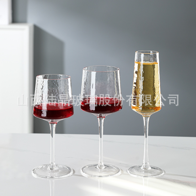 Simple martillado rojo vino vidrio hogar copa de vidrio soplado a mano taza de cristal vidrio de vino del hogar