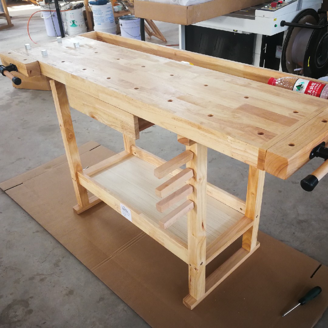 森美五金多功能橡胶木木工桌操作台工作台多功能实木桌木工工作台