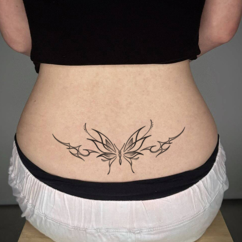 Y2K Succubus Thorn Butterfly Tattoo Sticker, Waterproof and Long-Lasting, Hot Girl Style Realistic Tattoo Sticker for Waist and Side