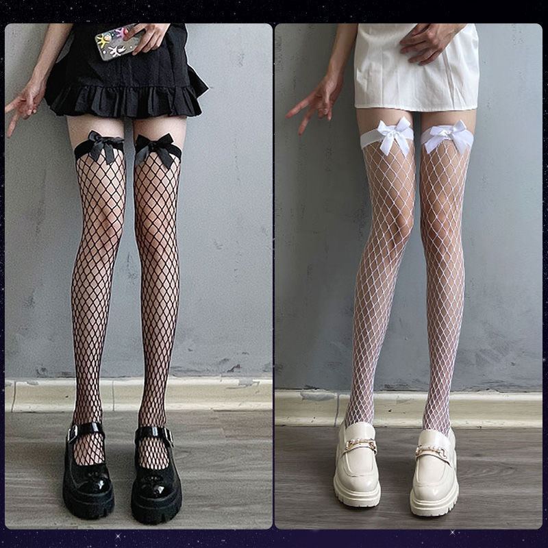 Solid Color Sexy Stockings Sexy Fishnet Stockings Bow Black Stockings Women Summer Thin Stockings Lace Over The Knee Socks display picture 16