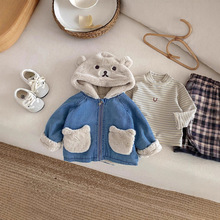 毛毛2025冬季上衣儿童牛仔服韩版连帽新款外套兔绒超萌仿女童其他